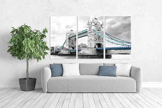 Модульная картина в гостиную / спальню   Сірий Лондон      ART-019_3A 100х150 см Киев