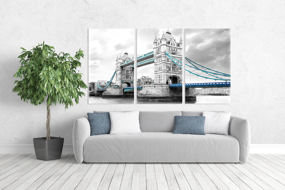 Модульная картина в гостиную / спальню   Сірий Лондон      ART-019_3A 100х150 см Киев - изображение 2