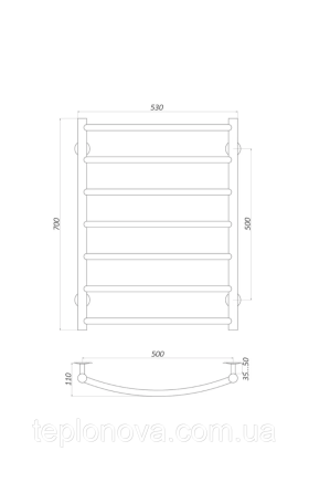 Полотенцесушитель Черный Нержавейка UNIO 700x530-7 Лесенка Дуга Елит Черная Черновцы