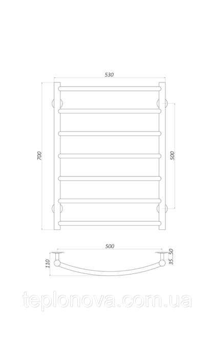 Полотенцесушитель Черный Нержавейка UNIO 700x530-7 Лесенка Дуга Елит Черная Черновцы - изображение 3