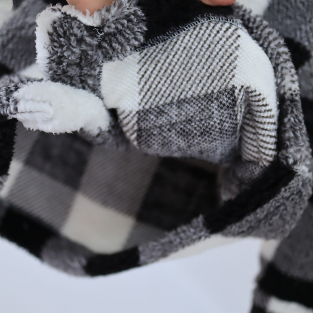 Детская теплая куртка тедди на змейке в черно-белую клетку Каменец-Подольский - изображение 2