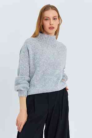 Женский уютный оверсайз свитер машинная вязка Серый Одесса