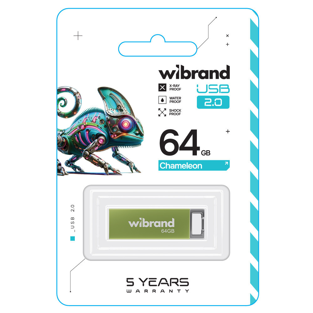 Флешка flash Wibrand USB 2.0 Chameleon 64Gb Light green WI2.0/CH64U6LG Одесса - изображение 2