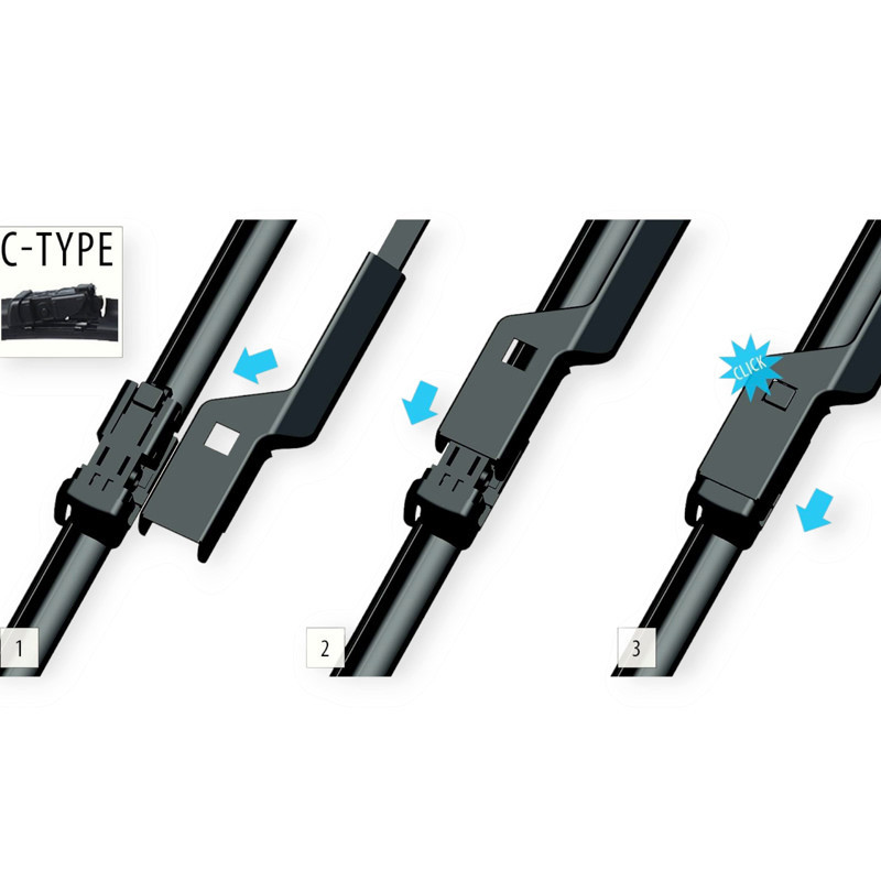 Щітки oximo модельні безкаркасні (к-т 2шт) c-type 600+мм двірника Мукачево - фото 3