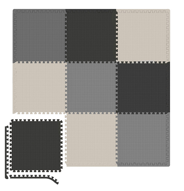 Мат-пазл Hop-Sport EVA 1см HS-A010PM - 9 частин чорний/білий/сірий Київ - фото 2