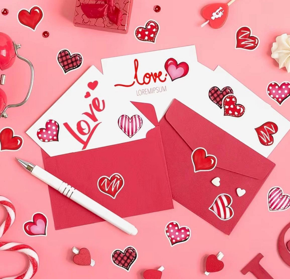 Наклейки у формі серця декоративні, набір 500 шт, 8 дизайнів Київ - фото 3