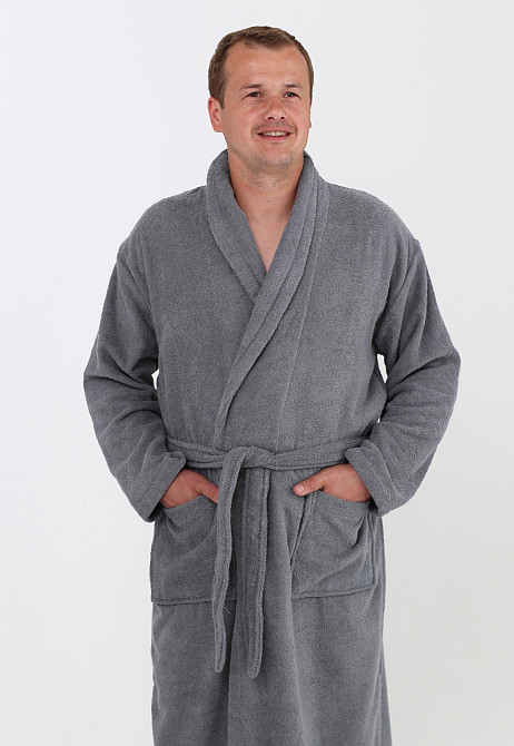 Чоловічий махровий халат Ideal Textile сірий XXL (56860515) Чернівці - фото 1