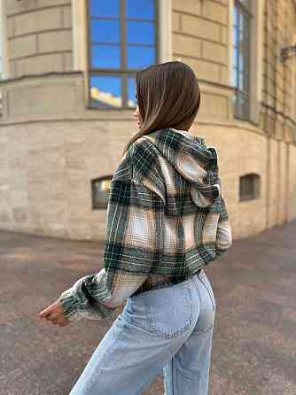 Жіноча кофта у клітинку на блискавці з капюшоном котон Одеса