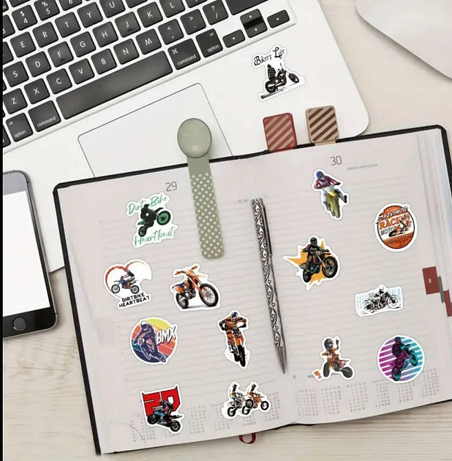 Наклейки Мотокрос 65 шт – набор стикеров для ноутбука, телефона, шлема Киев - изображение 5