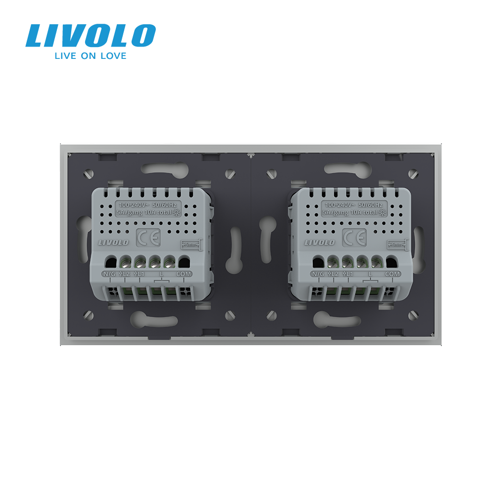 Сенсорний вимикач 4 сенсора (2-2) Livolo сірий скло (VL-C702/C702-15) Коломыя - изображение 3