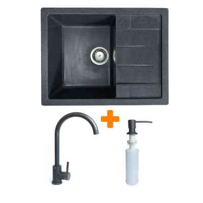 Мойка кухонная Adamant Anila графіт + змішувач та дозатор (182496900313) Винница