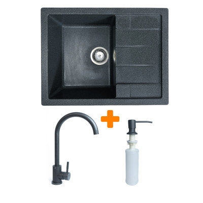 Мойка кухонная Adamant Anila графіт + змішувач та дозатор (182496900313) Винница - изображение 1