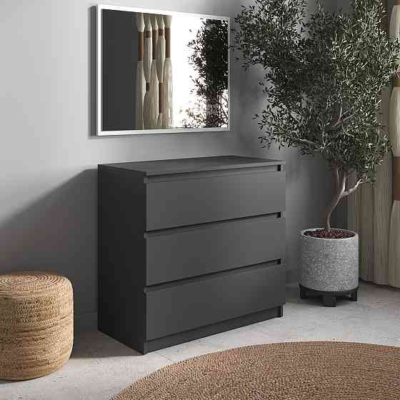 Комод VAYS R-3 Антрацит, на 3 шухляди без ручок, ЛДСП 80×40×75 см – для дому, офісу, вітальні, спальні Львів