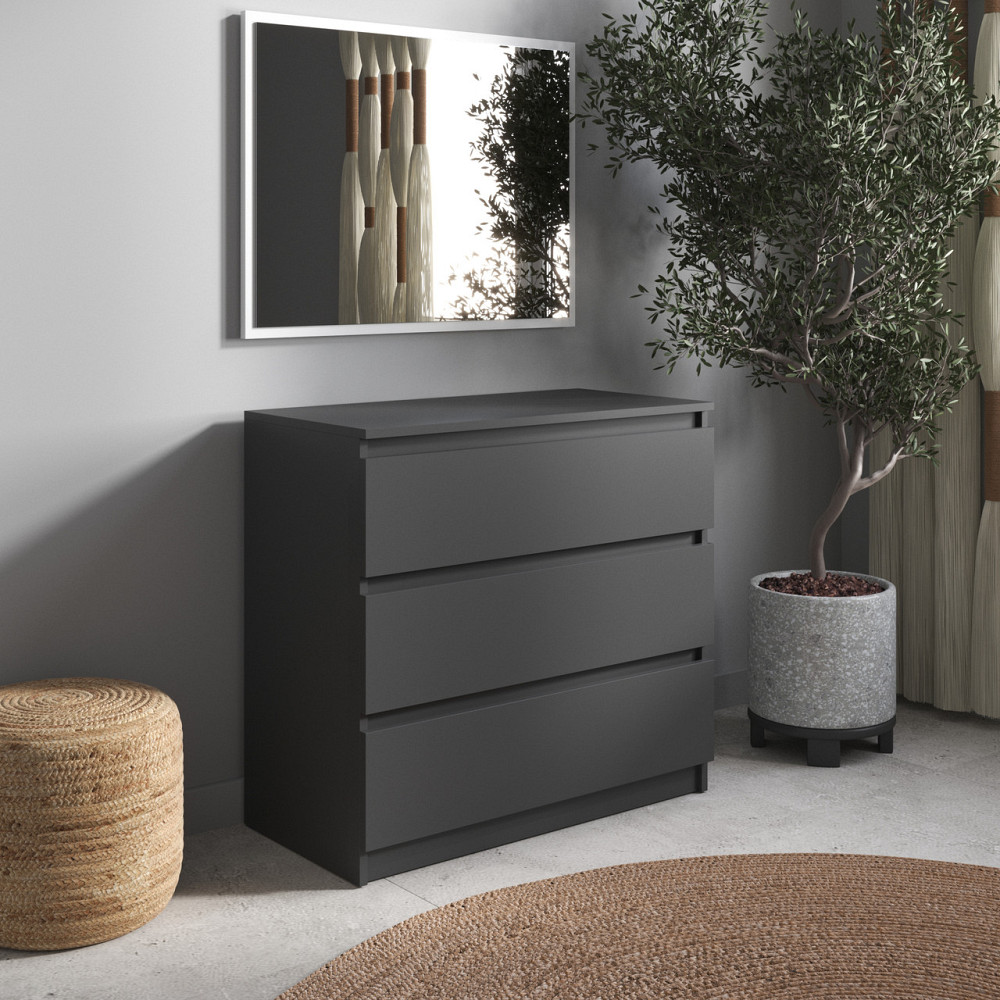 Комод VAYS R-3 Антрацит, на 3 шухляди без ручок, ЛДСП 80×40×75 см – для дому, офісу, вітальні, спальні Львів - фото 1