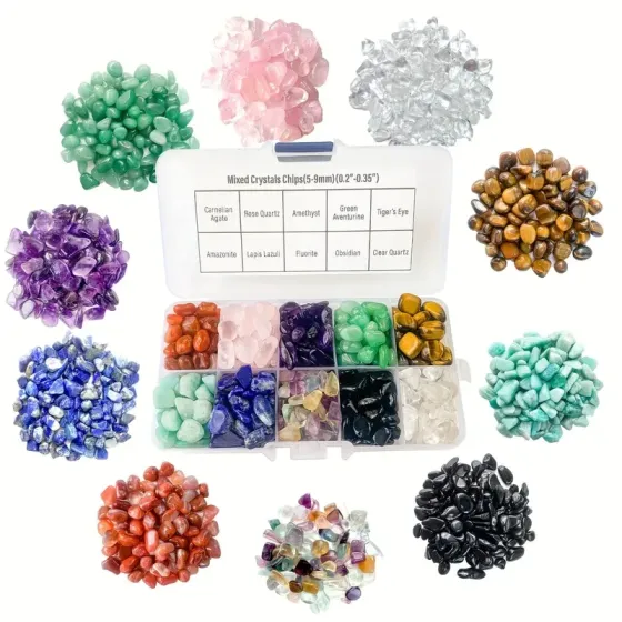 Набір натуральних каменів і кристалів 10 видів у колекційній коробці Київ