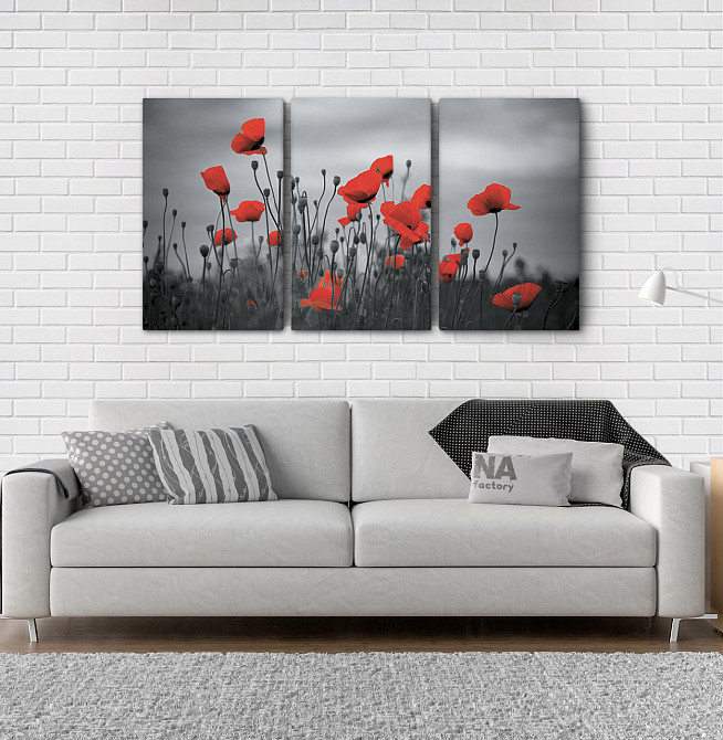 Модульная картина Цветы Маки Аrt-215_3А 70x130 см Киев - изображение 1