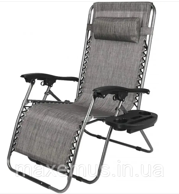 Шезлонг лежак раскладной прочный садовое кресло Bonro SP-167A для сада и дома отдыха на природе серый Мостиська - фото 3