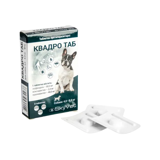 Таблетки Квадро ТАБ для собак весом 4-8 кг №3 SkyVet Винница