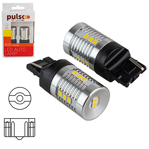 Світлодіодна лампа PULSO 7440/W3x16d, 14 SMD 2835, 1 контакт, 9-18В, 1050 лм, біла габаритна Харків - фото 1