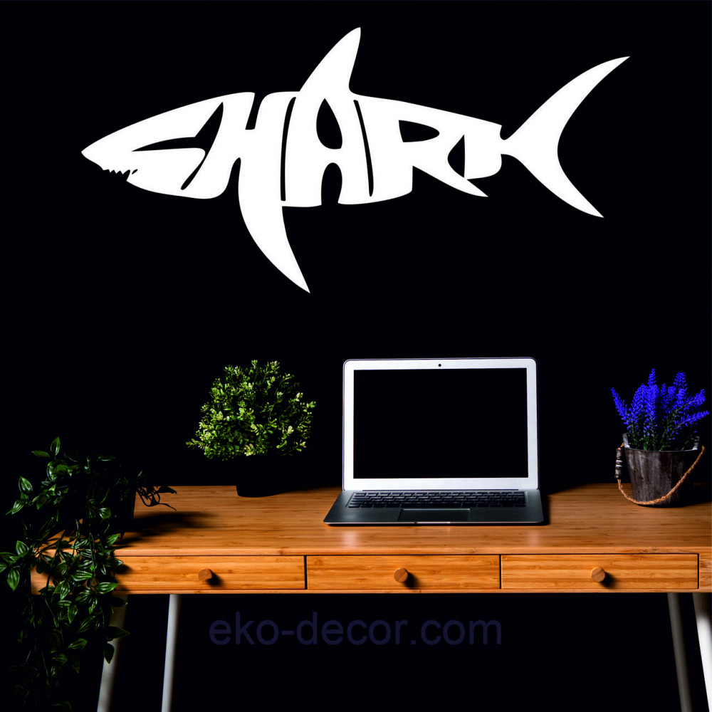 Декоративное настенное Панно «Shark» Декор на стену 70*34 см, Белый Киев - изображение 7