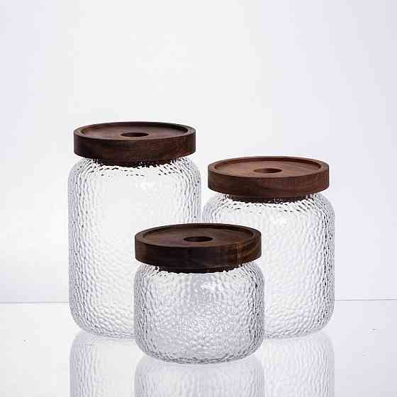 Набор банок для сыпучих продуктов с крышками из бамбука Киев