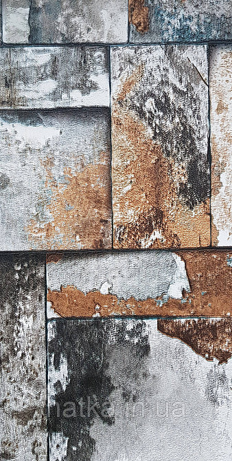 Шпалери вінілові на флізеліні AdaWall Roka 1.06х10 під плитку структурні коричневі сірі білі 23106-3 Київ - фото 2