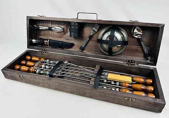 Подарунковий набір шампурів в дерев'яному кейсі для пікніка РОБІНЗОН HAPPY DAYS Тернопіль