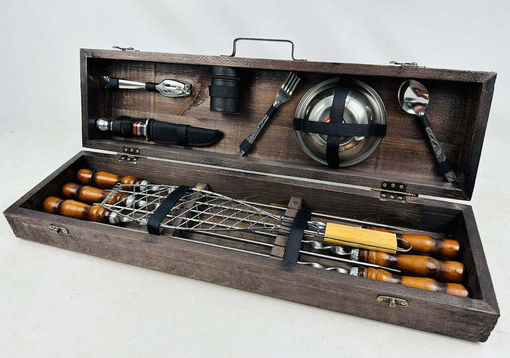Подарунковий набір шампурів в дерев'яному кейсі для пікніка РОБІНЗОН HAPPY DAYS Тернопіль - фото 2