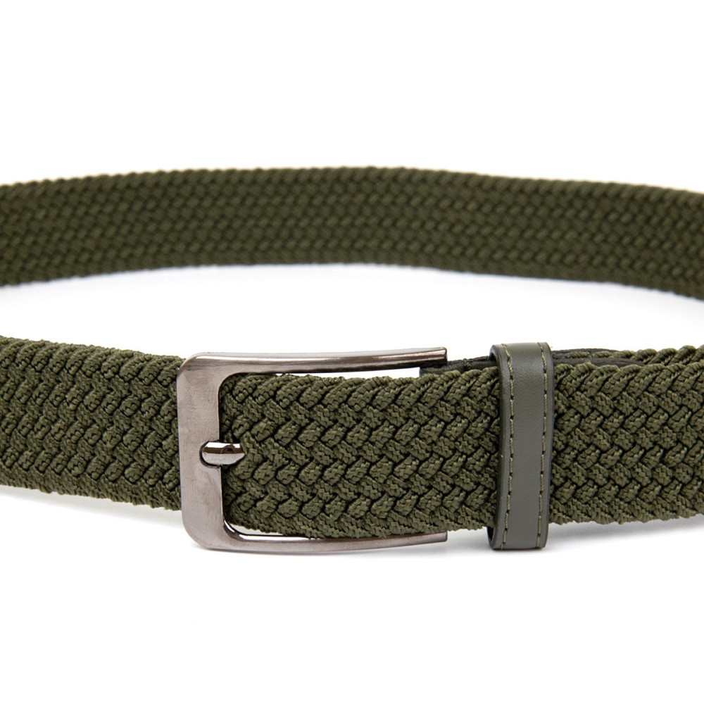 Текстильний чоловічий ремінь класика Vintage 20527 Оливковий Київ - фото 6