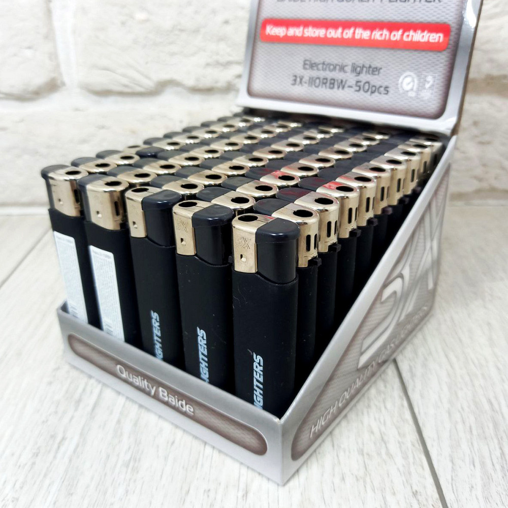 Зажигалка 3X прорезиненная черная уп/50шт Харьков - изображение 1