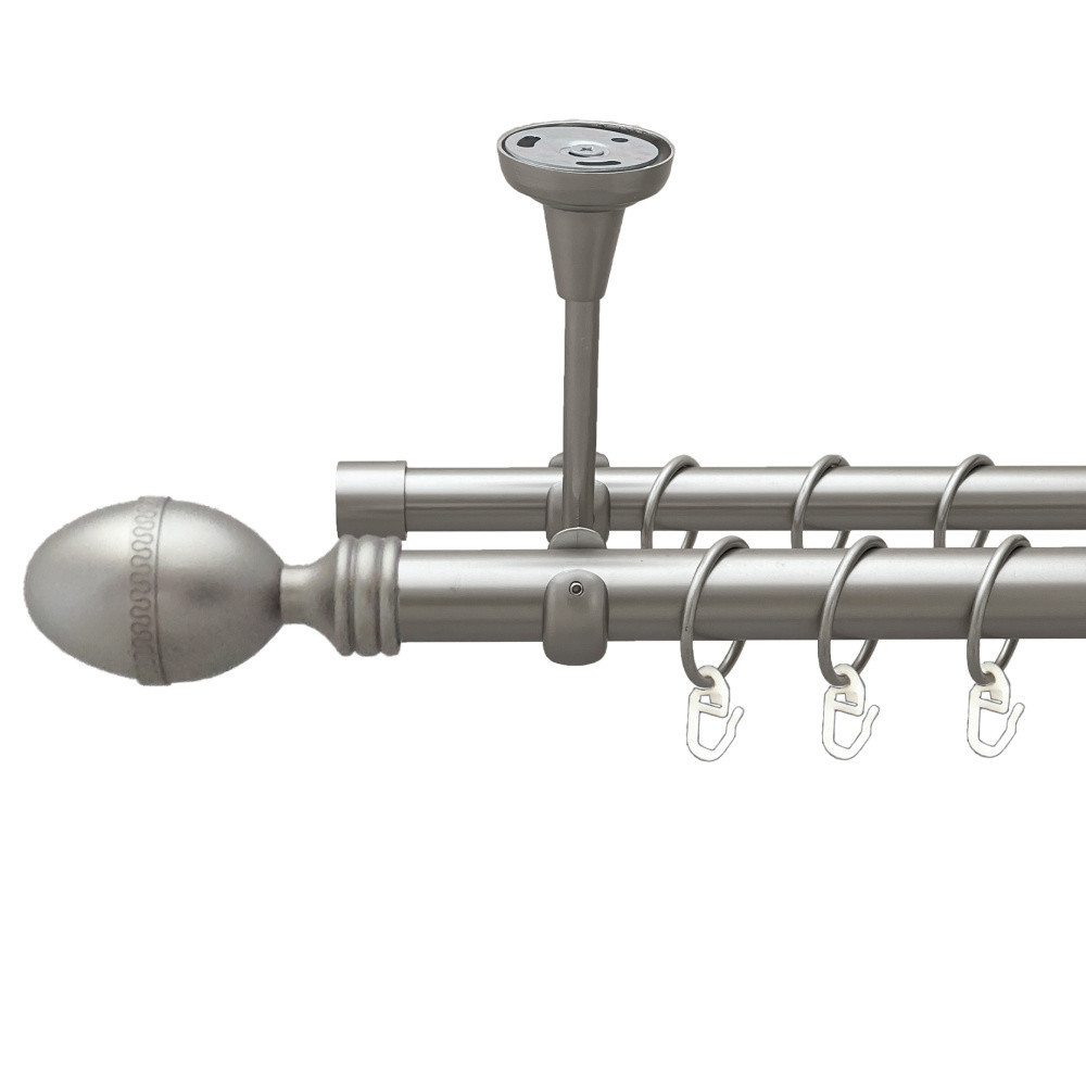 Карниз Orvit Фарже металевий дворядний відкритий до стелі гладка труба кільце металеве Сатин 25\19 мм 160 см (00-00023964) Львів - фото 1