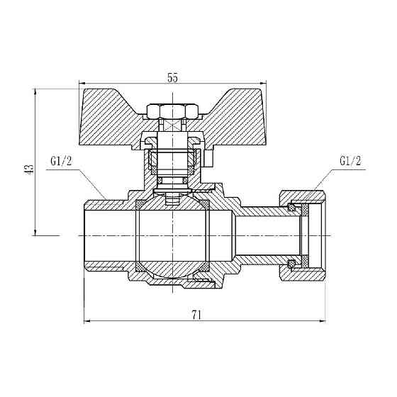 Кран кульовий із накидною гайкою Thermo Alliance Forte 1/2" ВЗ для води прямий SF261W15 Київ