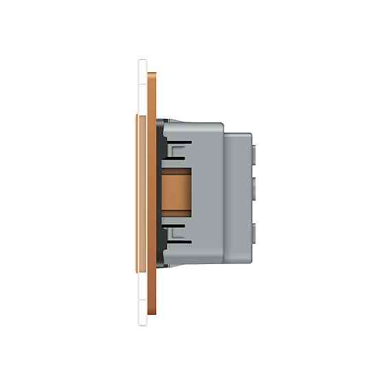 Розетка двомісна універсальна Livolo золотий скло (VL-C7FCT22-4AP) Коломыя