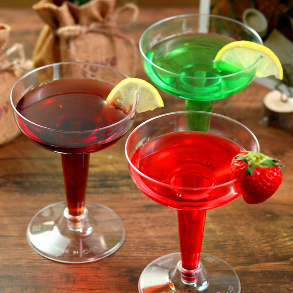 Набор бокалов для маргариты 140 мл, 10 шт, многоразовые, пластиковые, прозрачные, фуршетные для коктейлей с съёмной ножкой Каменец-Подольский - изображение 10