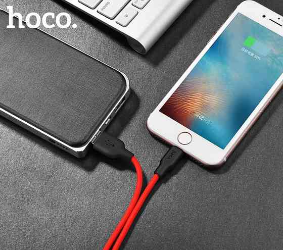 Кабель HOCO X21 USB - iPhone, 1м, силіконовий, чорний/червоний Київ