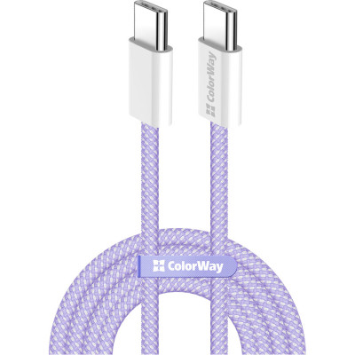 Дата кабель USB-C to USB-C 1.0m 60W 3.0А purple ColorWay (CW-CBPDCC061-PU) Винница - изображение 1