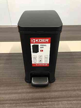 Відро для сміття з плавним закриттям прямокутне Koer TC-010108-05 8 л колір чорний (KR5593) Київ