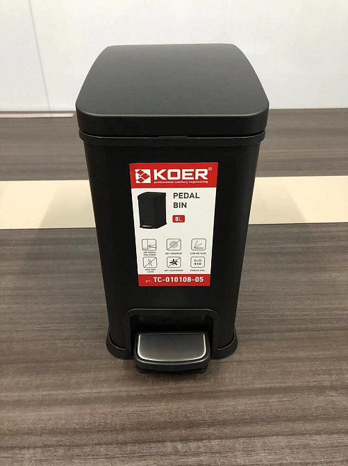 Відро для сміття з плавним закриттям прямокутне Koer TC-010108-05 8 л колір чорний (KR5593) Київ - фото 3