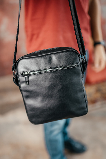 Мужская каркасная барсетка, Вместительная сумка из натуральной кожи, Кожаный мессенджерMasterSem Киев - изображение 4