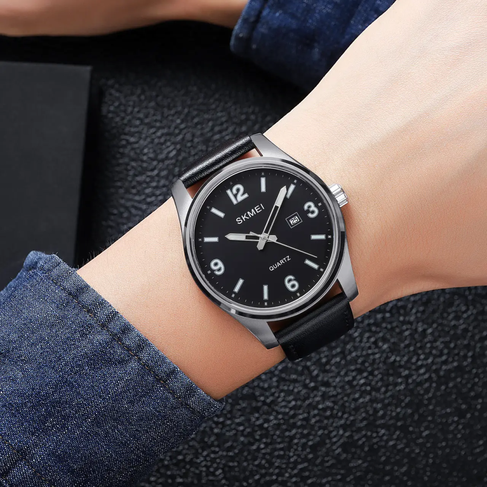 Годинник чоловічий класичний наручний Skmei 2067 (Чорний з сріблястим) Вінниця - фото 6