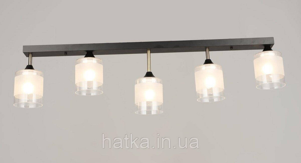 Люстра потолочная на 5 плафонов VALESO K2345/5, патрон E27, линейная, Черный+Бронза Киев - изображение 1