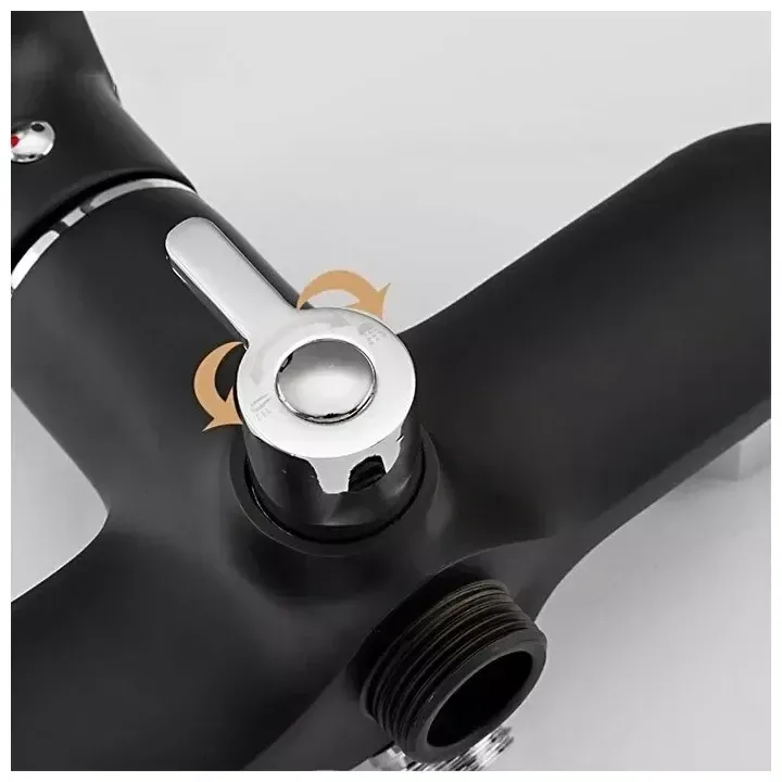 Смеситель для ванны с душевым гарнитуром Frap F3249-6 черный/хром Киев - изображение 3