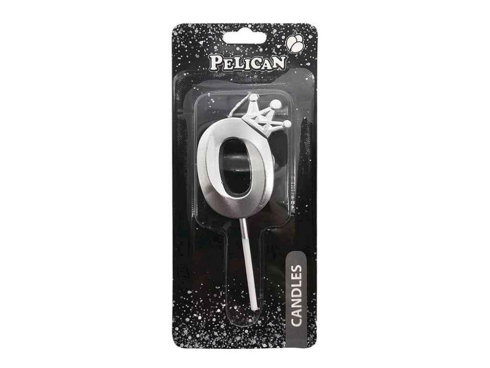 Свічка-цифра 0 6см срібло 3D з короною арт.863110 ТМ PELICAN Київ - фото 1