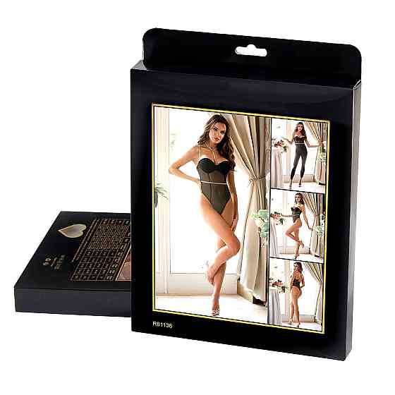Боди полупрозрачное Star Night с бриллиантовым поясом, черное, XL-XXL Sex Aura Киев