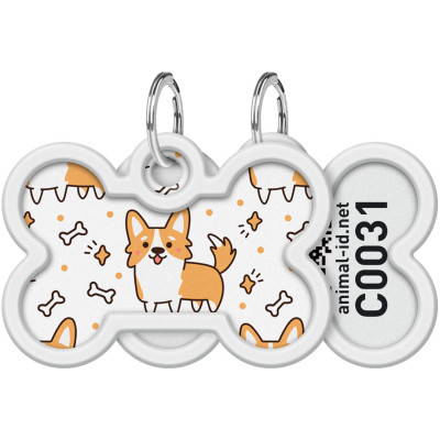Адресник для тварин WAUDOG Smart ID з QR паспортом "Корги", кістка 40х28 мм (0640-0212) Вінниця - фото 1