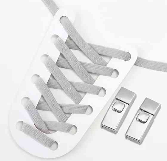 Еластичні шнурки без зав'язок з металевими застібками Сірий Смела