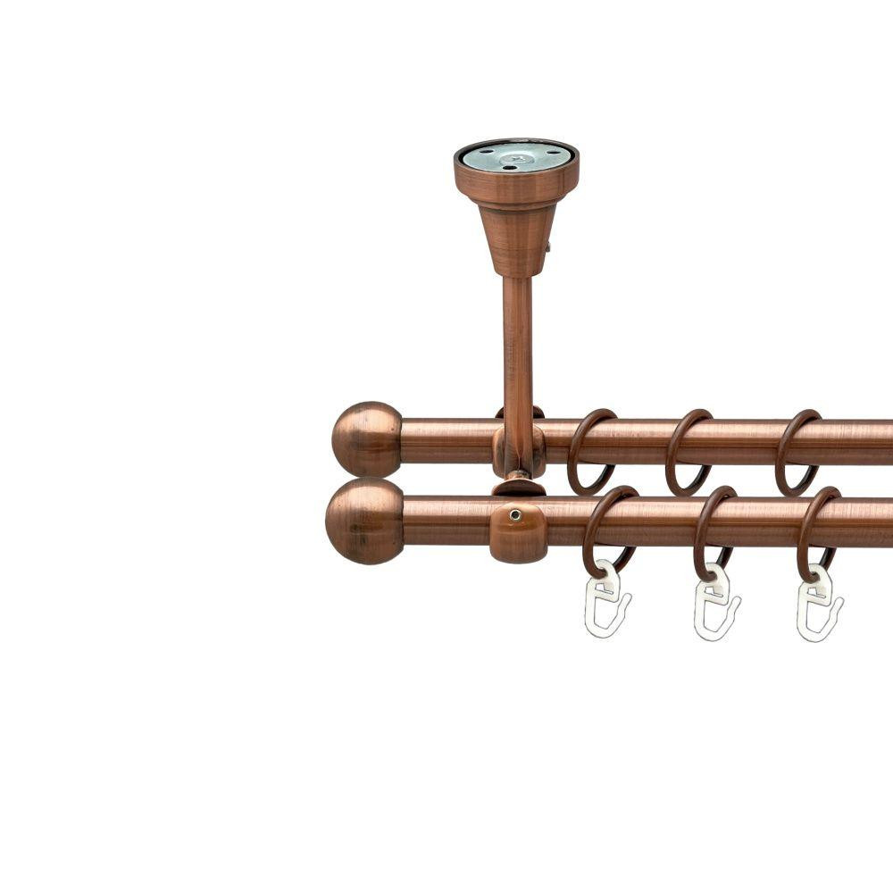 Карниз Orvit Куля Болонь металевий дворядний відкритий до стелі гладка труба кільце металеве Мідь 16\16 мм 240 Львов - изображение 1