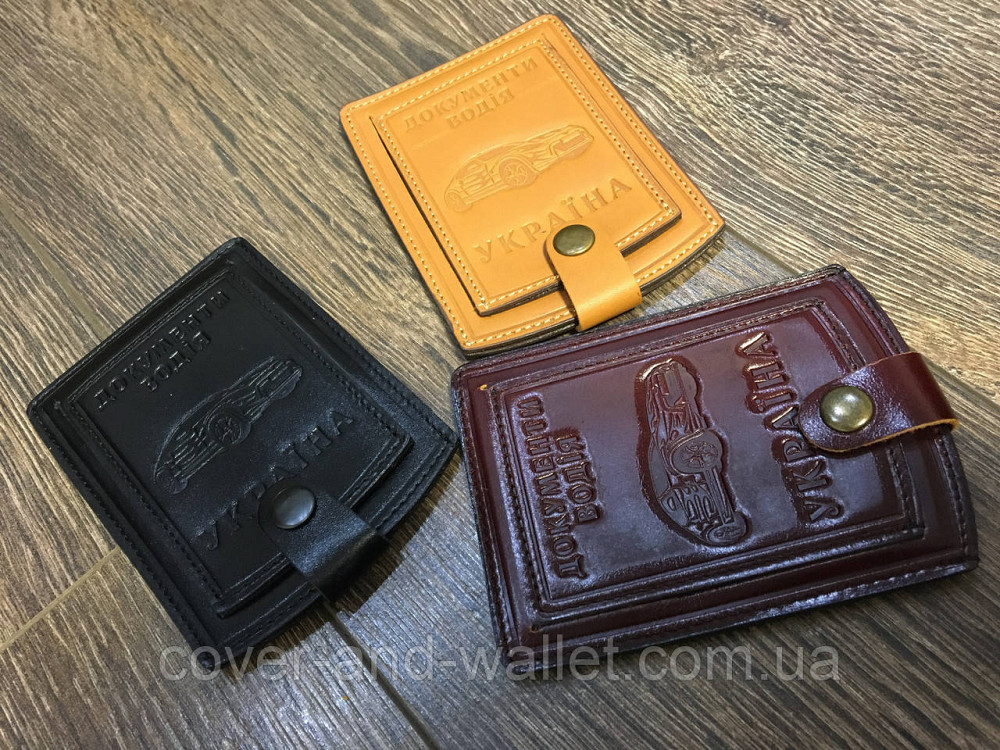 Універсальна шкіряна обкладинка на нові та старі права чорного кольору Київ - фото 9