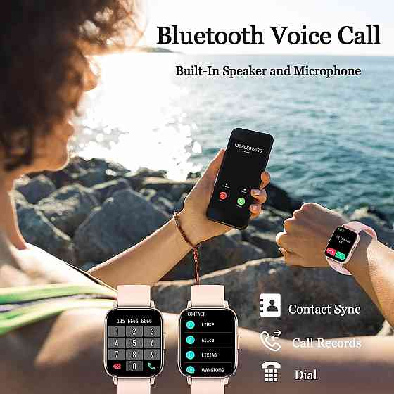 Смарт-годинник Kolesma I20m: Bluetooth-дзвінки, Фітнес-трекер, 1.7" дисплей, IP67, для Android/iOS, Чорний Київ