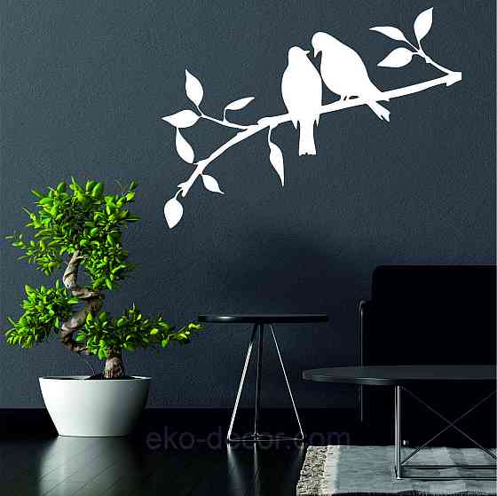 Декоративное настенное Панно «Две птички», Декор на стену 50*15 см, Белый Киев